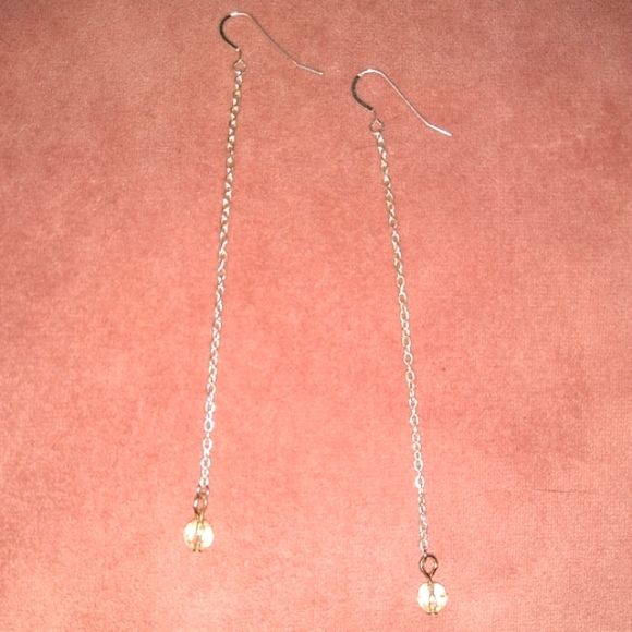 Minimalist Long Chain Dangle Earrings Solid 925 Sterling Silver Ear Hooks KATTA - Picture 1 of 6